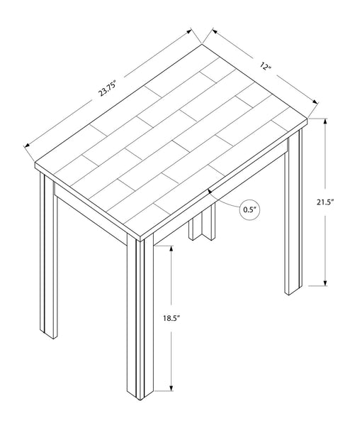 12" x 23.75" x 21.5" Black Grey Particle Board Laminate Mdf Accent Table