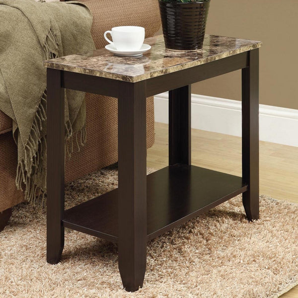 12" x 23.75" x 21.5" Cappuccino Particle Board Laminate Mdf Accent Table