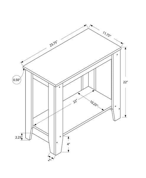 11.75" x 23.75" x 22" White Particle Board Laminate Accent Table