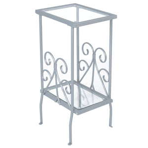 12" x 16" x 30" Silver Clear Metal Tempered Glass Accent Table