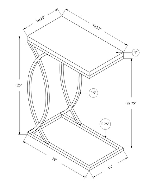 18.25" x 10.25" x 25" White Mdf Metal Accent Table