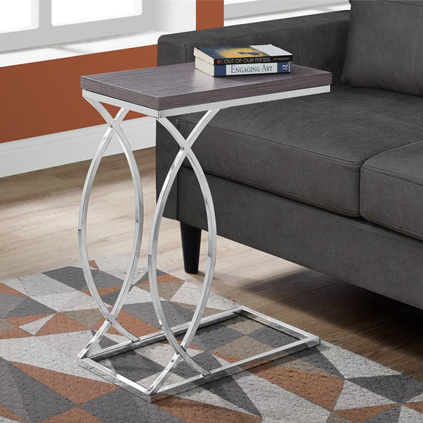 18.25" x 10.25" x 25" Grey Mdf Laminate Metal Accent Table