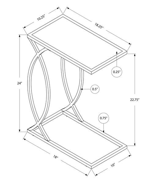 18.25" x 10.25" x 24" Gold Metal Glass Accent Table