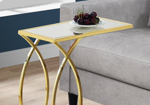 18.25" x 10.25" x 24" Gold Metal Glass Accent Table