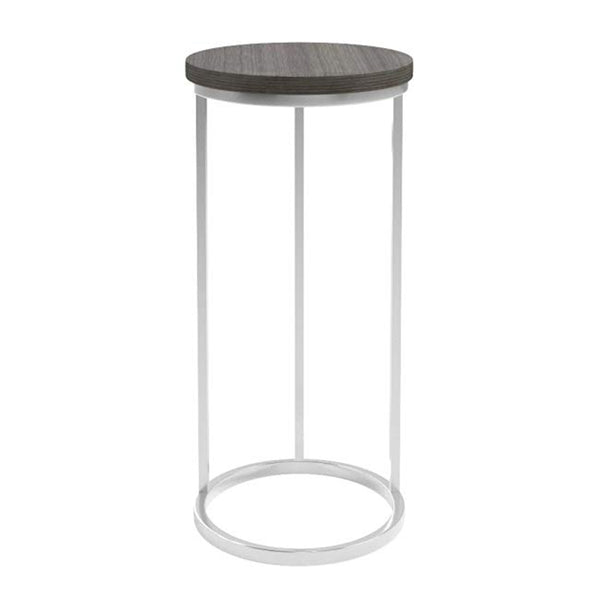 18.5" x 12" x 25" Dark Taupe Particle Board Laminate Metal Accent Table