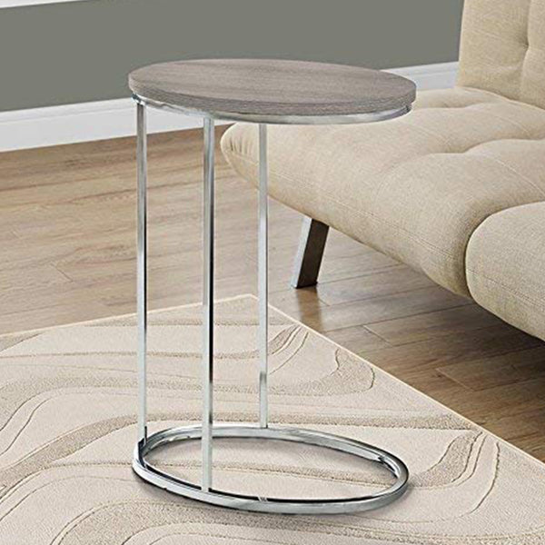 18.5" x 12" x 25" Dark Taupe Particle Board Laminate Metal Accent Table