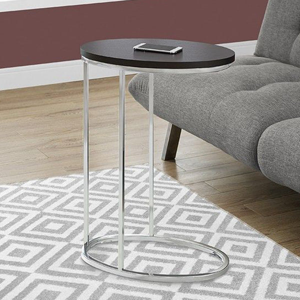 18.5" x 12" x 25" Cappuccino Particle Board Laminate Metal Accent Table