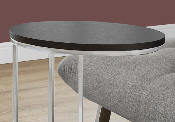 18.5" x 12" x 25" Cappuccino Particle Board Laminate Metal Accent Table