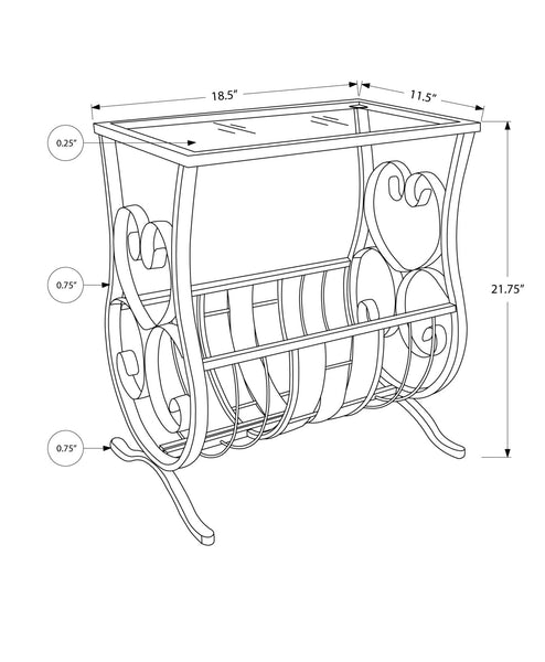 Black Metal Tempered Glass Accent Table