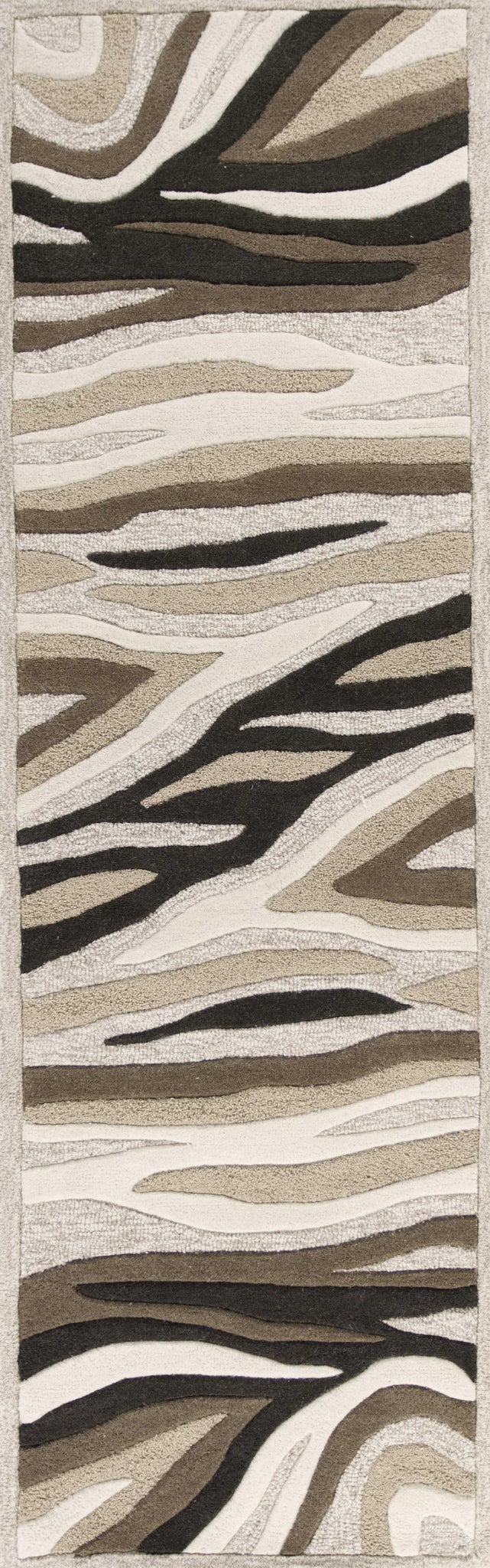 2' x 7' Natural Abstract Waves Wool Runner Rug