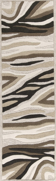 2' x 7' Natural Abstract Waves Wool Runner Rug