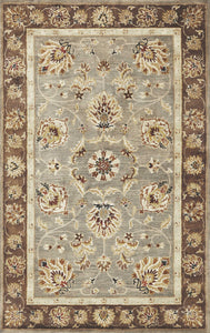 2' x 7' Grey or Mocha Floral Vines Bordered Wool Runner Rug