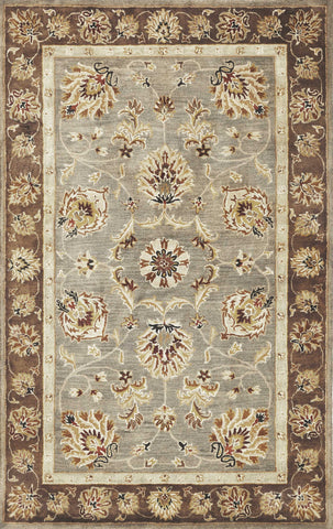 3'x5' Grey Mocha Hand Tufted Wool Traditional Floral Indoor Area Rug