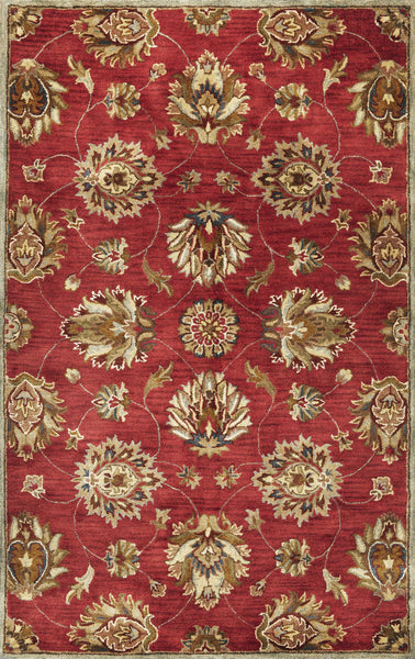 3'x5' Red Hand Tufted Wool Traditional Floral Indoor Area Rug