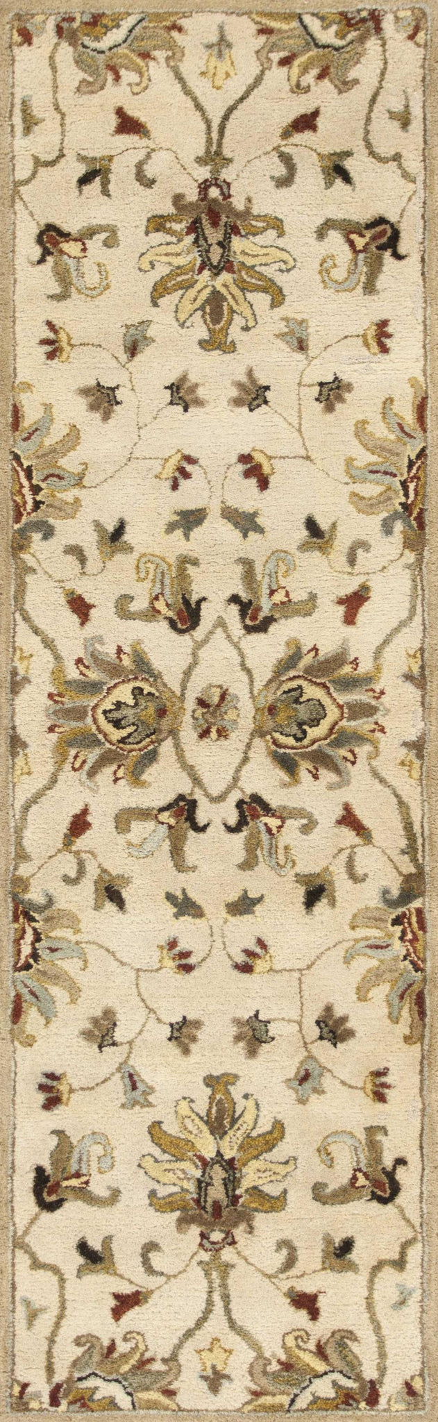 2' x 7' Champagne Floral Vine Wool Runner Rug