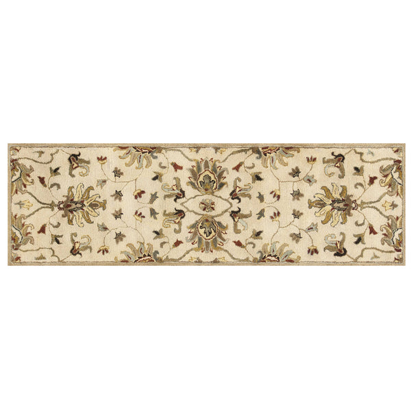 2' x 7' Champagne Floral Vine Wool Runner Rug