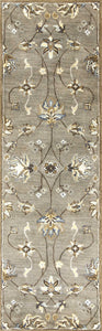 7' Grey Hand Tufted Wool Traditional Floral Indoor Area Rug