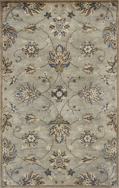 3' x 5' Grey Floral Vines Wool Area Rug