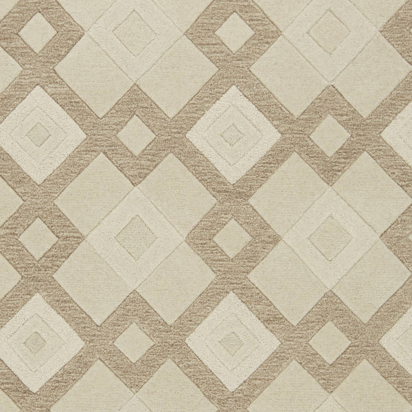 3' x 5' Ivory Geometric Diamonds Wool Area Rug