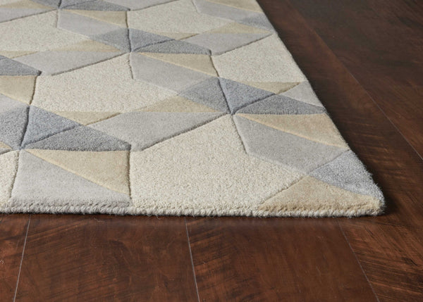 3' x 5' Ivory or Grey Geometric Wool Area Rug