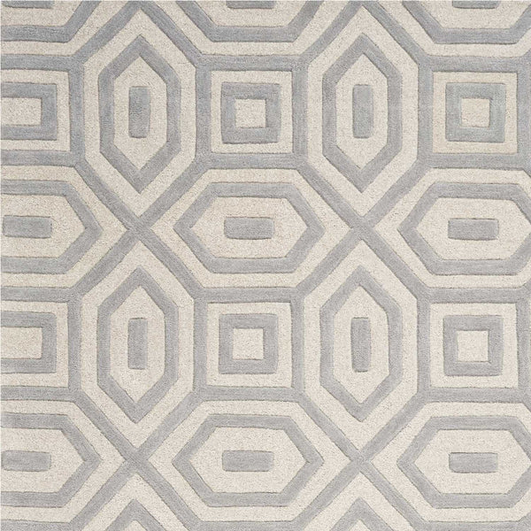 3'x5' Grey Hand Tufted Geometric Indoor Area Rug