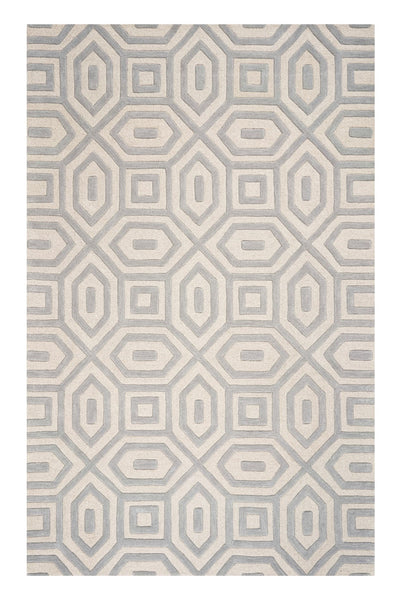 3'x5' Grey Hand Tufted Geometric Indoor Area Rug