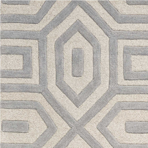 3'x5' Grey Hand Tufted Geometric Indoor Area Rug