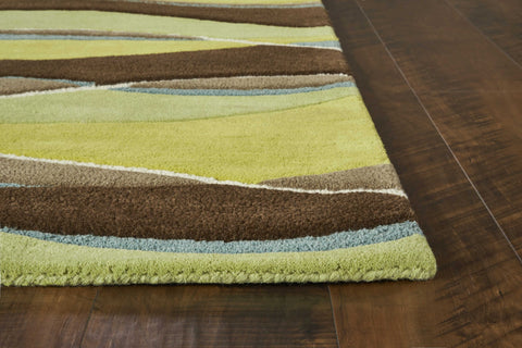 3' x 5' Lime or Mocha Abstract Waves Wool Area Rug