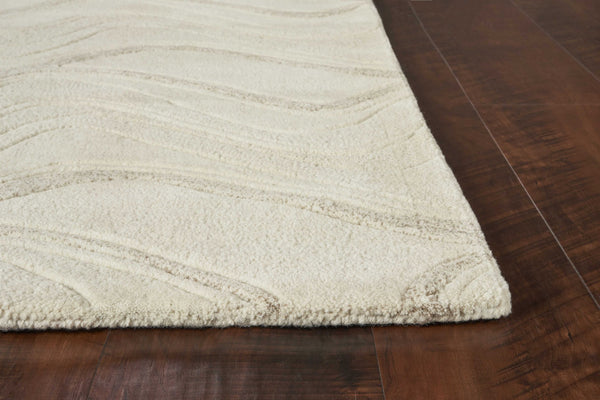 3'x5' Ivory Hand Tufted Abstract Waves Indoor Area Rug