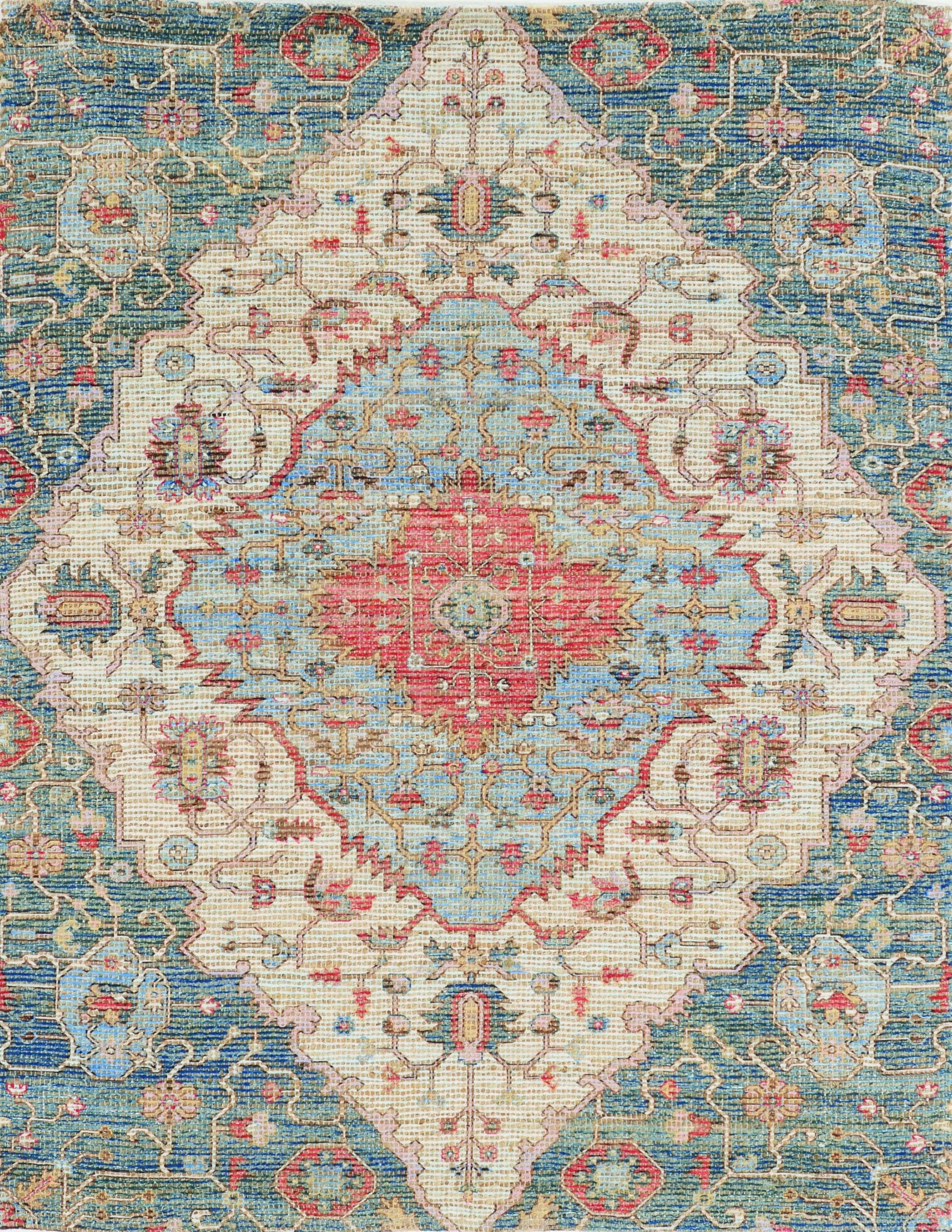 5' x 7' Blue or Red Vintage Diamond Jute Area Rug