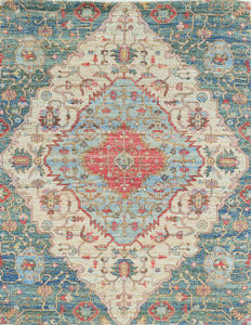 5' x 7' Blue or Red Vintage Diamond Jute Area Rug