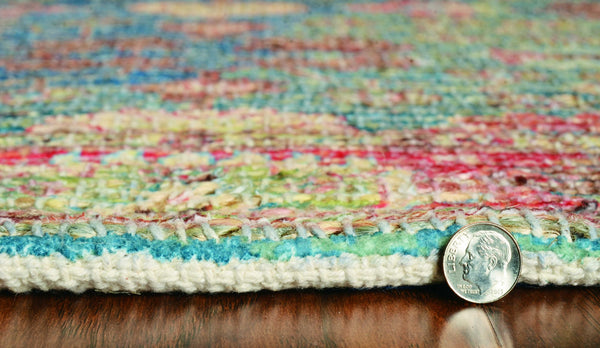 5'x7' Blue Red Hand Woven Floral Traditional Indoor Area Rug