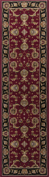 5'x8' Red Black Machine Woven Floral Traditional Indoor Area Rug