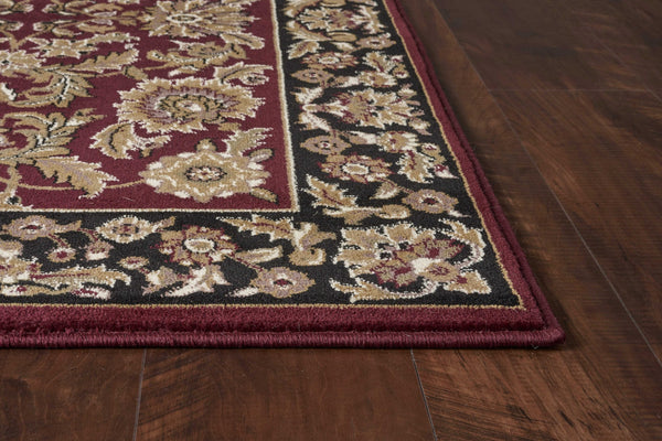 5' x 8' Red or Black Floral Bordered Area Rug