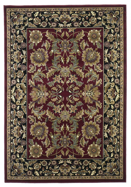 5' x 8' Red or Black Floral Bordered Area Rug