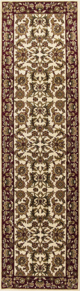 5'x8' Ivory Red Machine Woven Floral Traditional Indoor Area Rug