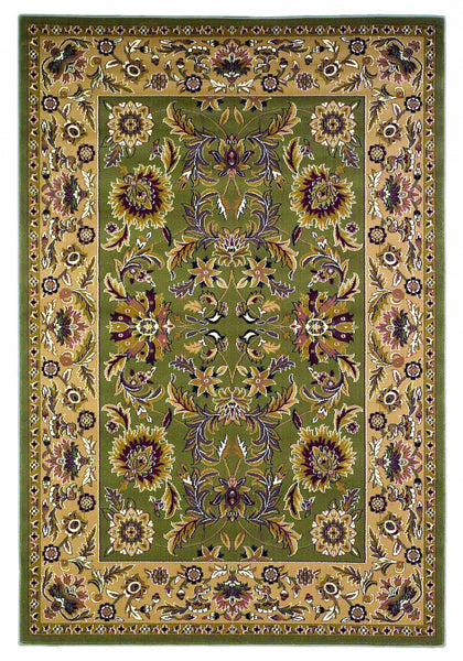 5' x 8' Green or Taupe Floral Bordered Area Rug