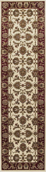 5'x8' Ivory Red Machine Woven Floral Traditional Indoor Area Rug