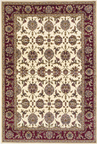 5'x8' Ivory Red Machine Woven Floral Traditional Indoor Area Rug