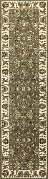 5'x8' Green Ivory Machine Woven Floral Traditional Indoor Area Rug