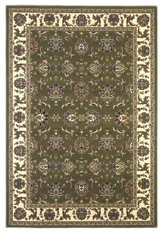 5'x8' Green Ivory Machine Woven Floral Traditional Indoor Area Rug