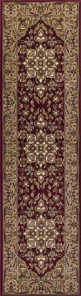 5'x8' Red Beige Machine Woven Floral Medallion Indoor Area Rug