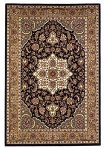 5' x 8' Black or Beige Medallion Bordered Area Rug