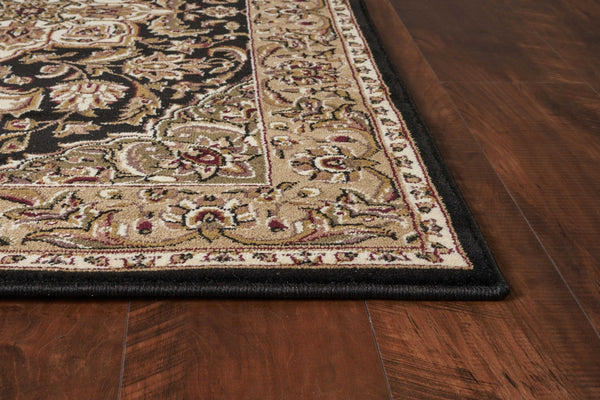 5' x 8' Black or Beige Medallion Bordered Area Rug