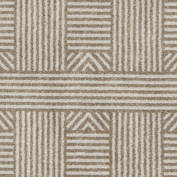 2' x 3' Beige Geometric Lines UV Treated Accent Rug