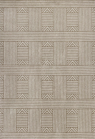 2' x 3' Beige Geometric Lines UV Treated Accent Rug