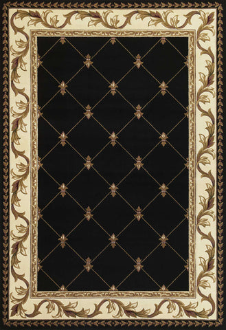 2'x3' Black Machine Woven Hand Carved Fleur De Lis Indoor Accent Rug