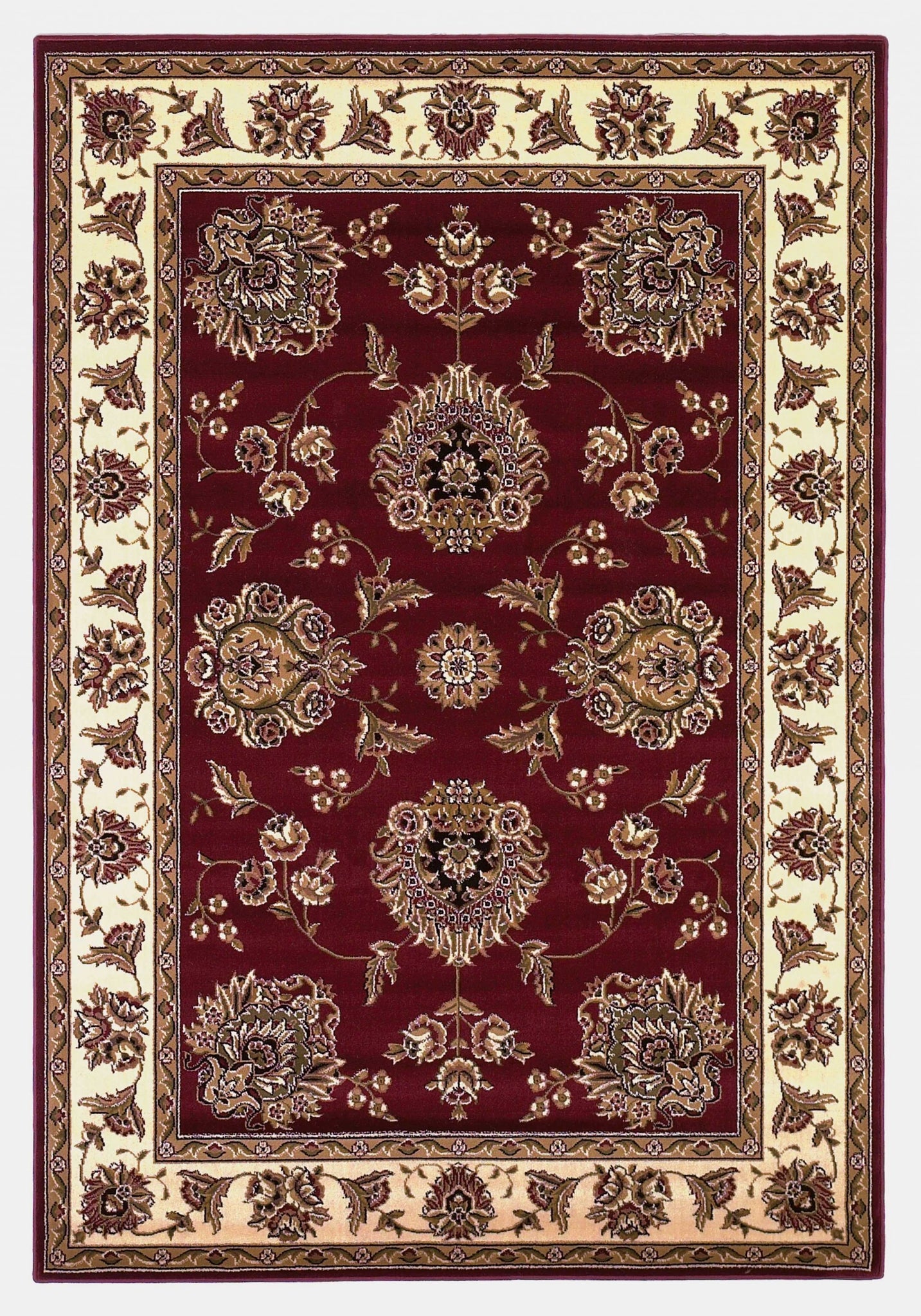 2'x3' Red Ivory Machine Woven Floral Traditional Indoor Accent Rug