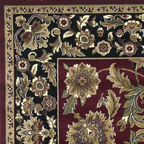 2'x3' Red Black Machine Woven Floral Traditional Indoor Accent Rug