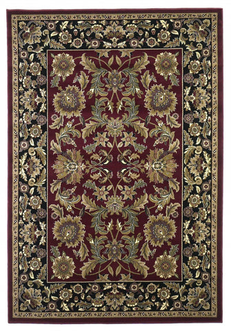 2'x3' Red Black Machine Woven Floral Traditional Indoor Accent Rug